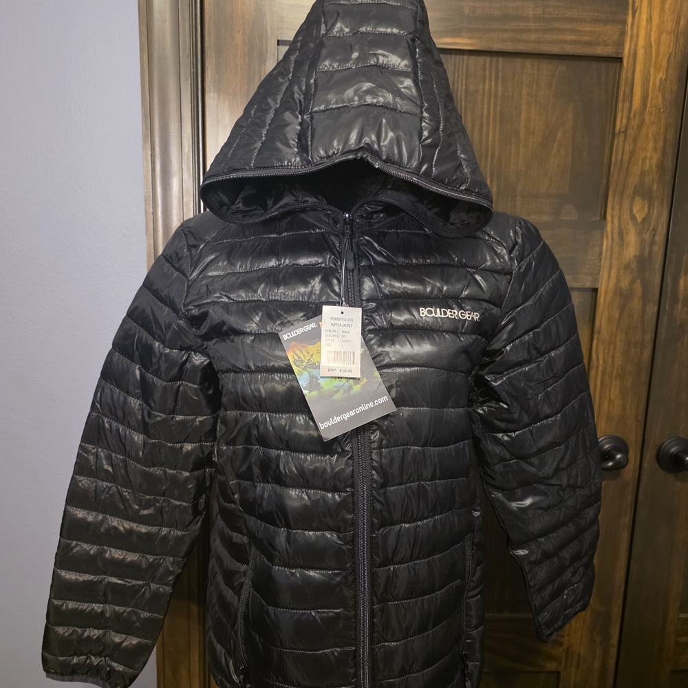 Boulder Gear Kids Black Hooded Puffer Jacket
